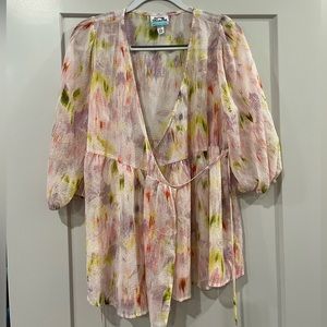 Target Future Collective Colorful Pastel Floral Gauzy Sheer Top